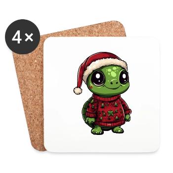 Turtle Christmas - Coasters (set of 4) - white - Front