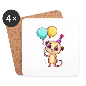 Bande dessinée d’anniversaire de suricate - Dessous de verre (lot de 4) - blanc - Devant