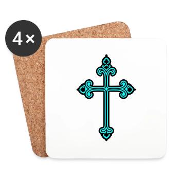 Croix Signe Foi - Dessous de verre (lot de 4) - blanc - Devant