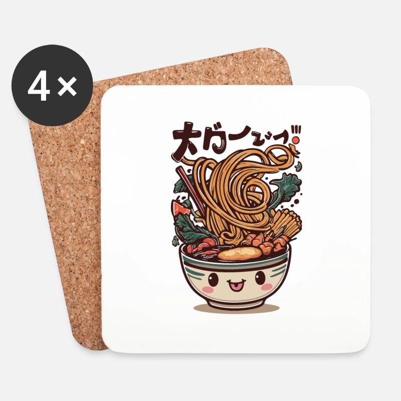 Ramen Happiness - Coasters (set of 4) - white