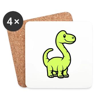 Dinosaur Brontosaurus Comic - Coasters (set of 4) - white - Front