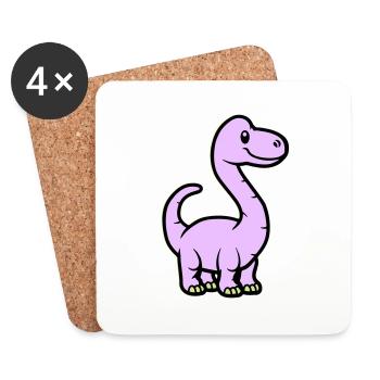 Dinosaur Brontosaurus Comic - Coasters (set of 4) - white - Front