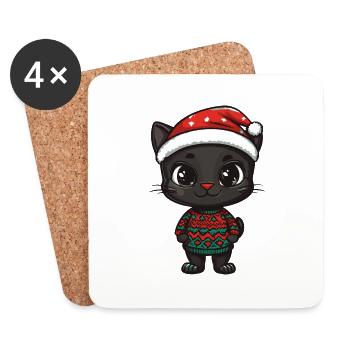 Panther Weihnachten - Untersetzer (4er-Set) - Weiß - Vorne