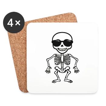 Skeleton Halloween Sunglasses - Coasters (set of 4) - white - Front