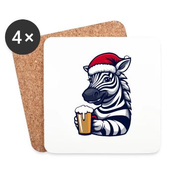 Zebra Weihnachten Bier - Untersetzer (4er-Set) - Weiß - Vorne