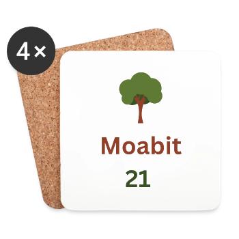 Moabit 21 Berlin Kiez Hood Boof, Moabit21 - Untersetzer (4er-Set) - Weiß - Vorne