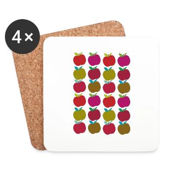 Motif de pomme - Dessous de verre (lot de 4) - blanc - Devant