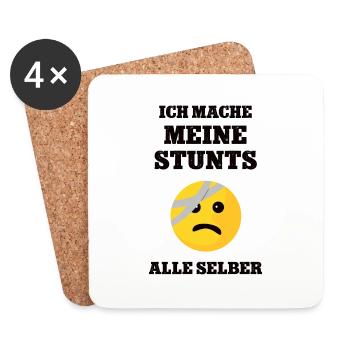 Ich mache meine Stunts alle selber Gute Besserung - Untersetzer (4er-Set) - Weiß - Vorne