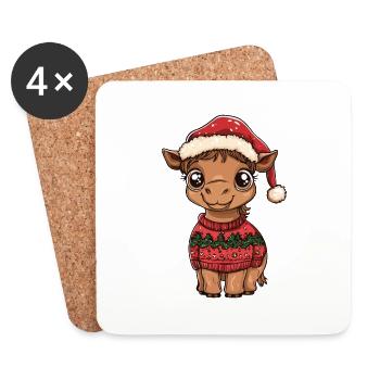 Kamel Weihnachten Comic - Untersetzer (4er-Set) - Weiß - Vorne