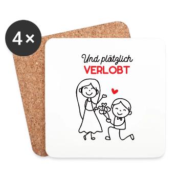 Antrag Zur Verlobung Und Plötzlich Verlobt Heirat - Untersetzer (4er-Set) - Weiß - Vorne