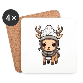 Reh Geweih Winter Tier Baby Comic - Untersetzer (4er-Set) - Weiß - Vorne