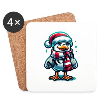 Moin Möwe Weihnachten - Untersetzer (4er-Set) - Weiß - Vorne