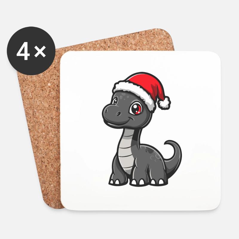 Dinosaurier brontosaurus Weihnachten Niedlich - Untersetzer (4er-Set) - Weiß