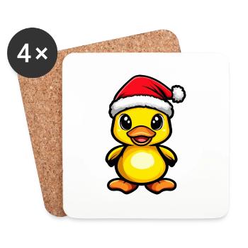 Canard Noël Mignon - Dessous de verre (lot de 4) - blanc - Devant