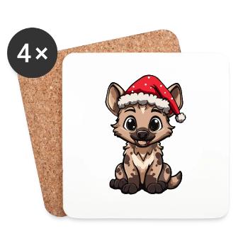 Hyène Noël mignon - Dessous de verre (lot de 4) - blanc - Devant