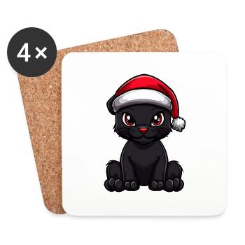 Panther Christmas Cute - Coasters (set of 4) - white - Front