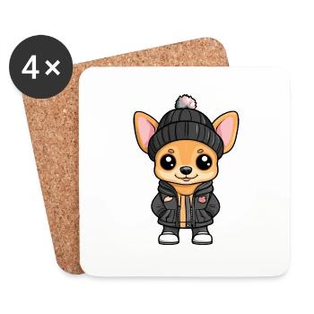 Chien Chihuahua Élégant - Dessous de verre (lot de 4) - blanc - Devant