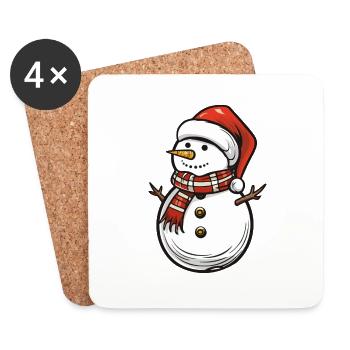 Bonhomme de neige Noël - Dessous de verre (lot de 4) - blanc - Devant
