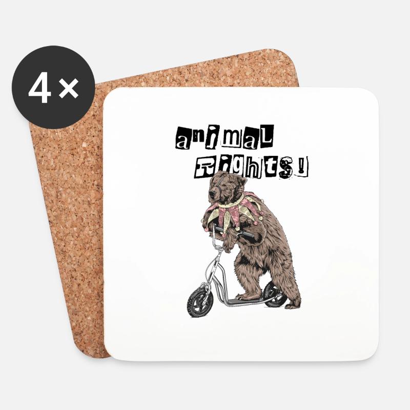 Animal Rights // Zirkusbär - Untersetzer (4er-Set) - Weiß