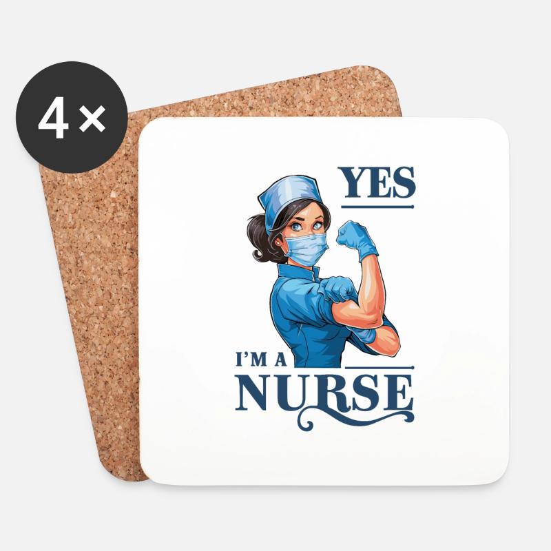 Lustige Krankenschwester mit Humor - Untersetzer (4er-Set) - Weiß