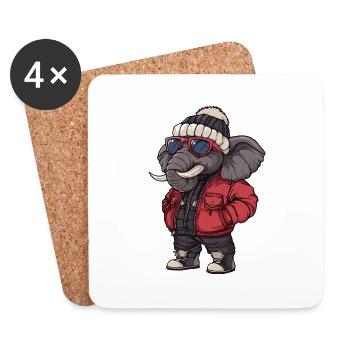 Mammut Winter - Untersetzer (4er-Set) - Weiß - Vorne