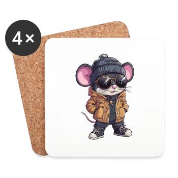 Souris Hiver - Dessous de verre (lot de 4) - blanc - Devant