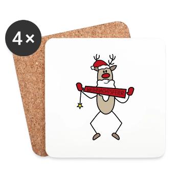 Weihnachtsfeier - Untersetzer (4er-Set) - Weiß - Vorne