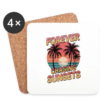 Sonnenuntergang - Palmen Urlaub - Untersetzer (4er-Set) - Weiß - Vorne