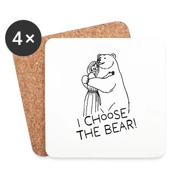 Mann oder Bär? I Choose The Bear // schwarz - Untersetzer (4er-Set) - Weiß - Vorne