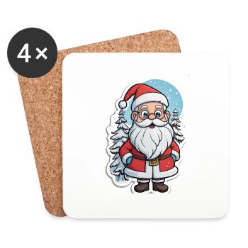Weihnachtsmann - Untersetzer (4er-Set) - Weiß - Vorne