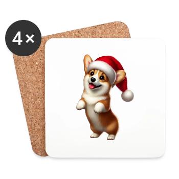 Christmas Corgi - Untersetzer (4er-Set) - Weiß - Vorne