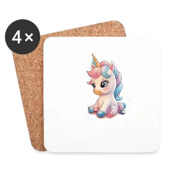 Bébé licorne magique au look pastel - Dessous de verre (lot de 4) - blanc - Devant