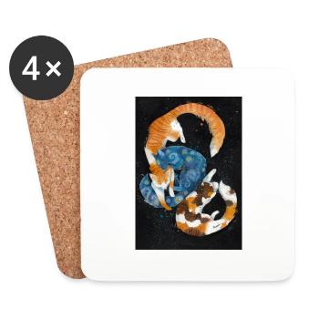Starry Night Cats - Coasters (set of 4) - white - Front