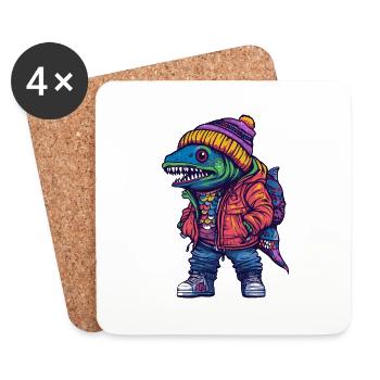 Piranha Fische Fashion Winter - Untersetzer (4er-Set) - Weiß - Vorne