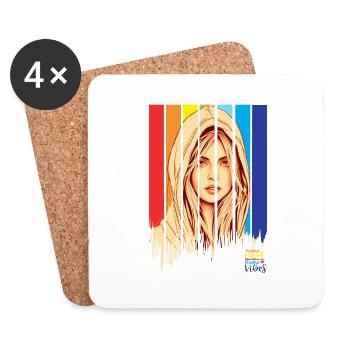 Positive, positive mind vibes life - Dessous de verre (lot de 4) - blanc - Devant