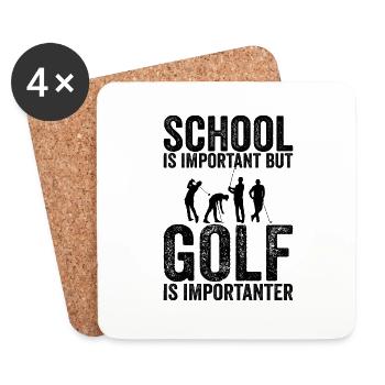 Schule ist wichtig, aber Golf ist noch wichtiger - Untersetzer (4er-Set) - Weiß - Vorne