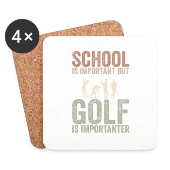 Schule ist wichtig, aber Golf ist noch wichtiger - Untersetzer (4er-Set) - Weiß - Vorne