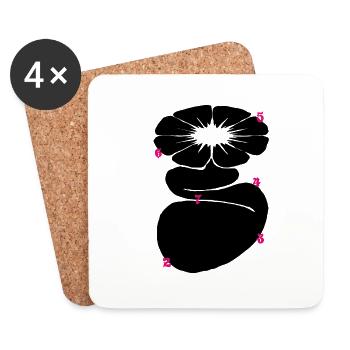 Blume Ornament Modern Minimalistisch - Untersetzer (4er-Set) - Weiß - Vorne