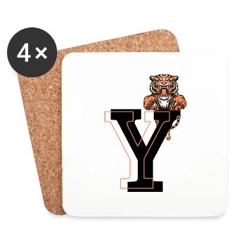 Brief und Tiger - Geschenkidee - Untersetzer (4er-Set) - Weiß - Vorne