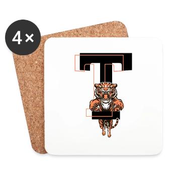 Tiger Buchstabe T - Geschenkidee - Untersetzer (4er-Set) - Weiß - Vorne