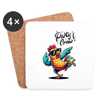 Équipe de fête du poulet - Dessous de verre (lot de 4) - blanc - Devant