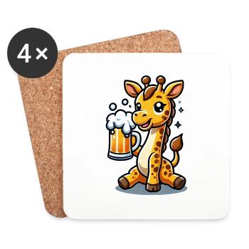 Cute Giraffe Drinking Beer 3 - Untersetzer (4er-Set) - Weiß - Vorne