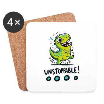 T-Rex Unstoppable – Lustiges Dinosaurier-Design - Untersetzer (4er-Set) - Weiß - Vorne