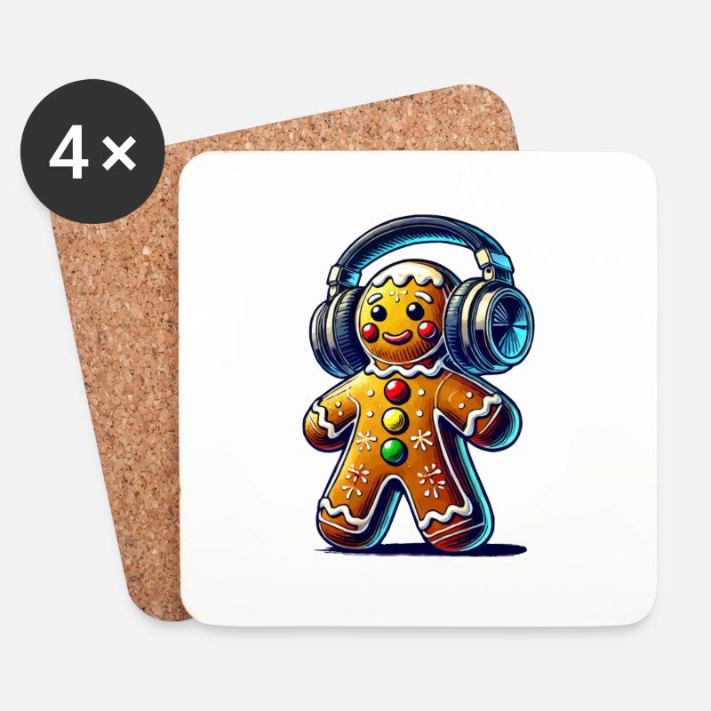 Gingerbread Music Lebkuchenmann - Untersetzer (4er-Set) - Weiß