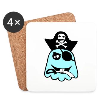 Pirate Ghost Funny Evil Ghost Halloween Fun - Coasters (set of 4) - white - Front