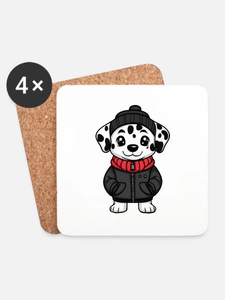 Dalmatian Dog Cartoon - Coasters (set of 4) - white