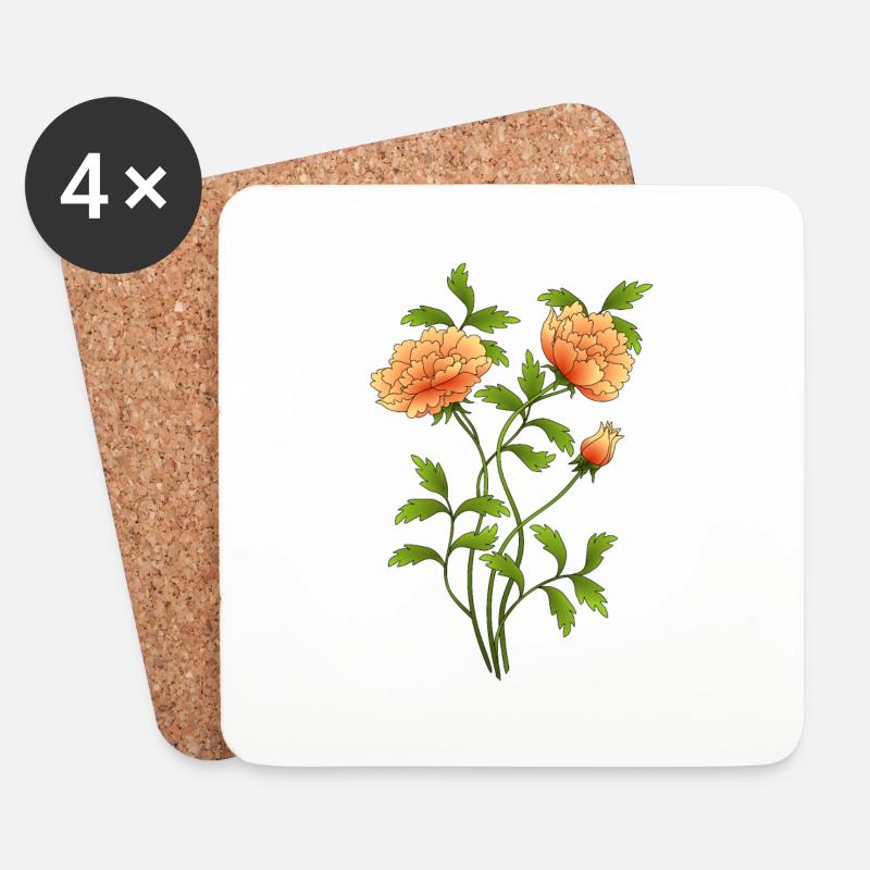 Blumen - Untersetzer (4er-Set) - Weiß