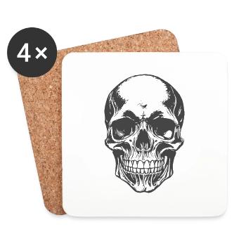 Totenkopf - Untersetzer (4er-Set) - Weiß - Vorne