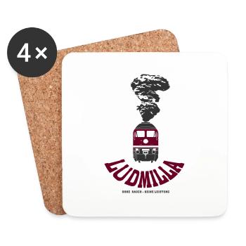 Ludmila in front of smoke BR 130 131 132 230 231 232 - Coasters (set of 4) - white - Front
