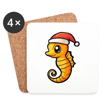 Seepferd Weihnachten - Untersetzer (4er-Set) - Weiß - Vorne